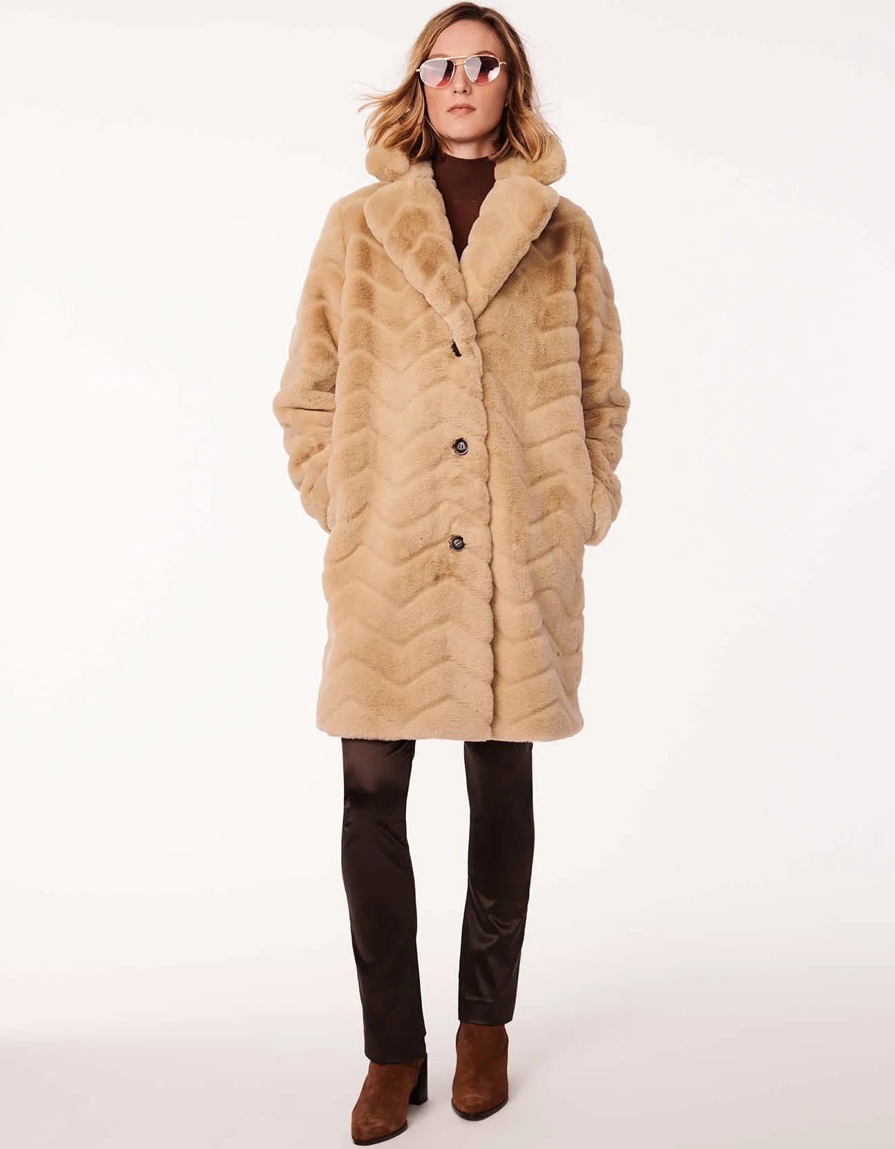 Zigzag Vegan Fur Coat