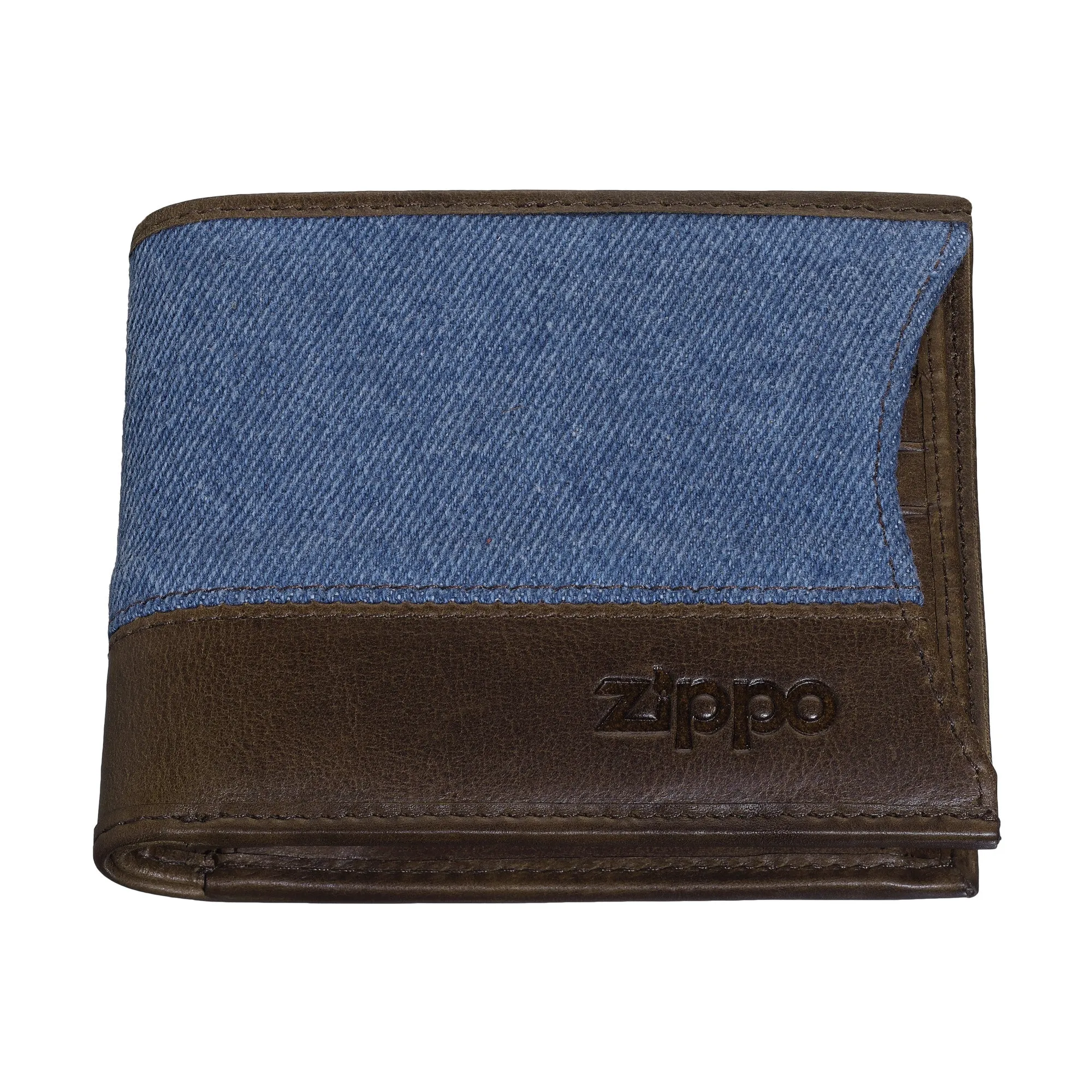 ZIPPO1 WALLET DENIM BLUE BROWN (Bi-Fold & Credit Card Wallet)