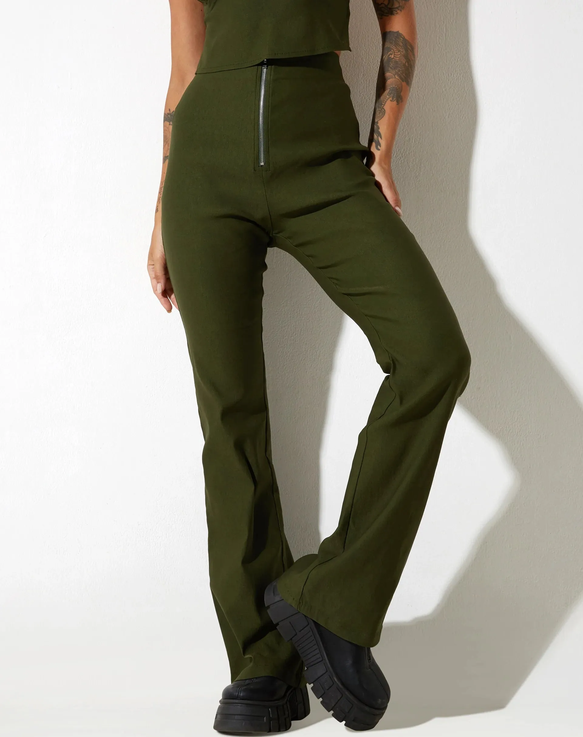 Zorah Flare Trouser in Tailoring Olive